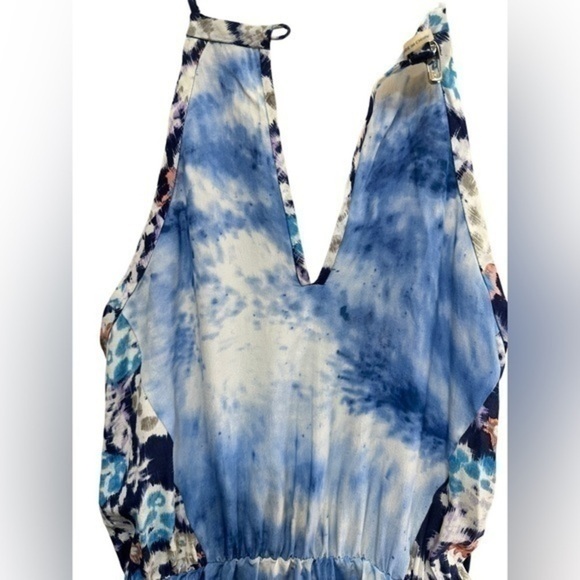 Rebecca Taylor Blue White Cloud Halter Silk Dress - Picture 6 of 9